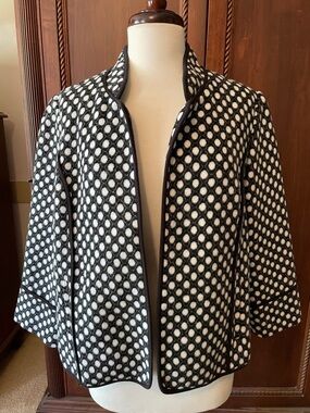 Chico's polka-dot Black and White Open-Front Patterned Jacket